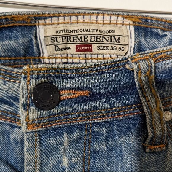 Alcott Supreme Denim 5 Tasche Distressed Men's Jeans Size 50 EU 34 US - Picture 6 of 9